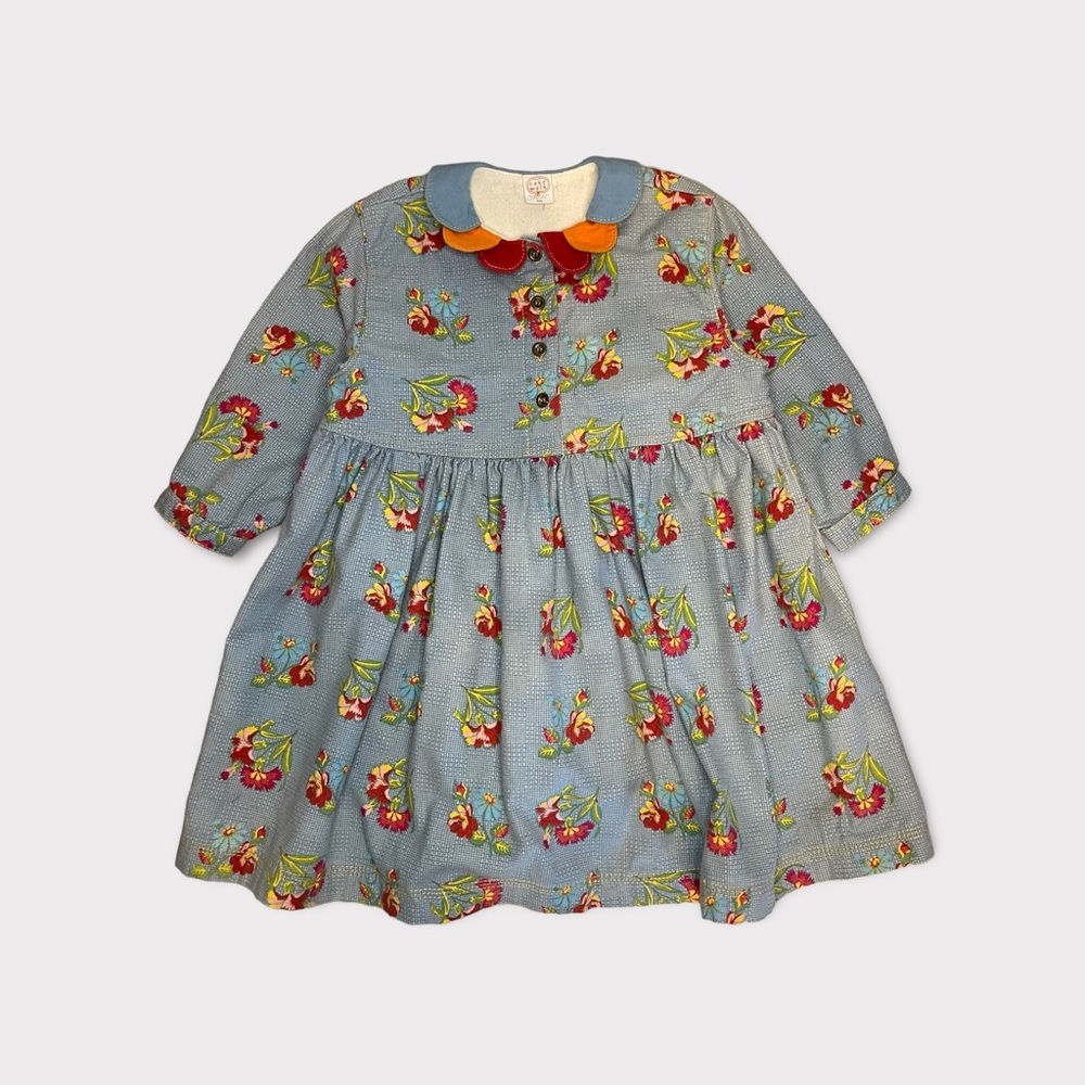 Cakewalk Tiered Collar Floral Blue Dress